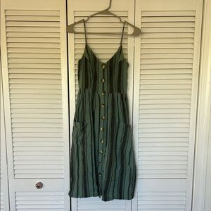 Rip Curl Olive Striped Midi Dress